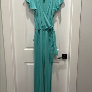 Smash + Tess Teal Wrap Jumpsuit